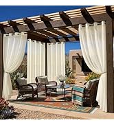 Sunshelf 4 Panels Outdoor Sheer Curtains for Patio, Waterproof Light Filtering Outside Curtains w...