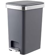onlcuk Small Bathroom Trash Can with Lid Soft Close, 10 Liter/2.6 Gallon Slim Garbage Can-Metal S...