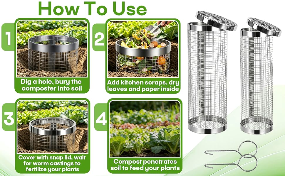 4 Pcs Inground Worm Composting Bin A+2