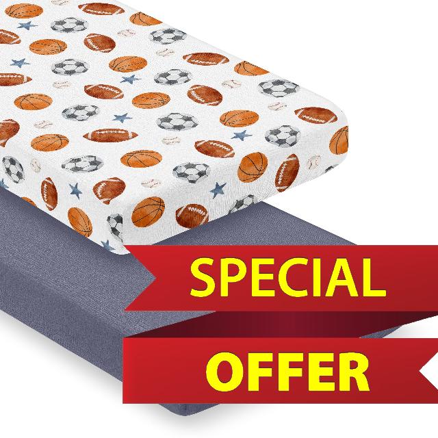 Sweet Jojo Designs 2-Piece Muslin Crib Sheets (Sports Theme) for Baby Boys