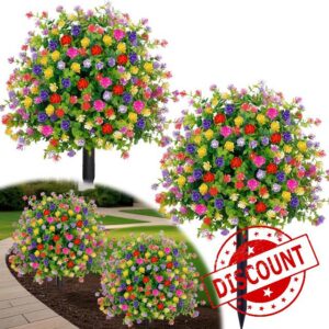 2 Pack Outdoor Artificial Flowers with Spike