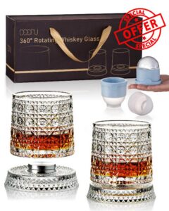 CEEFU 360° Spinning Whiskey Glasses Set with Gift Box