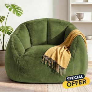 Living&Giving 47.2" Giant Shell-Shaped Bean Bag Chair Oversized for Adults                                                          Giant Bean Bag Couch for Reading