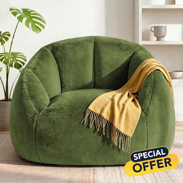 Living&Giving 47.2" Giant Shell-Shaped Bean Bag Chair Oversized for Adults                                                          Giant Bean Bag Couch for Reading