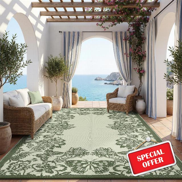 Garvee Outdoor Rugs 9' x 18’ Waterproof Reversible Mats