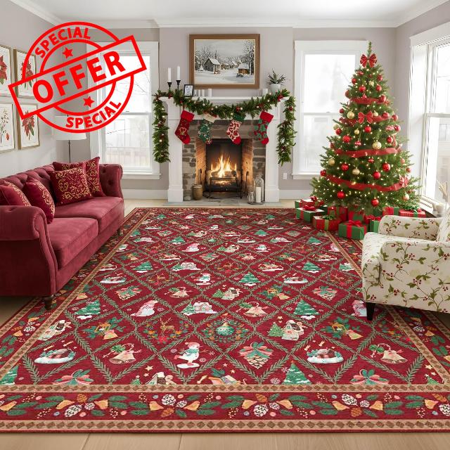 Washable Christmas Area Rugs for Living Room 6x9 Bedroom Carpet