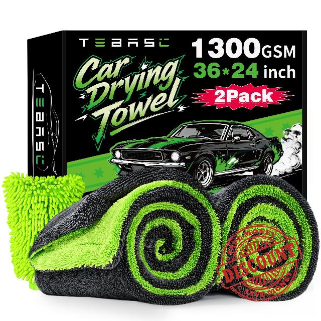 2-Pack Car Drying Towels 24x36 Inch 1300GSM