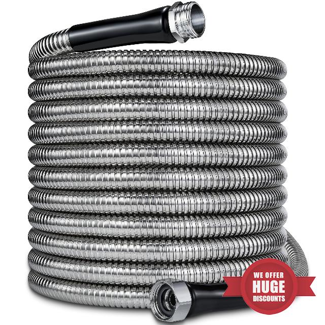 50ft Garden Hsoe - 2026 New 304 Stainless Steel Garden Hose with 3/4'' Fittings – Lightweight