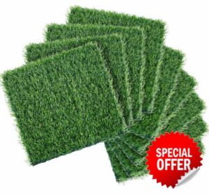 9Pack Fake Grass Turf Tiles 12"x12" Pet Turf with Drainage Holes | Efficient Drainage Design