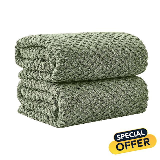 Great Bay Home Oversized Bath Sheets - 100% Cotton 2 Pack 68x35 Extra Large Towel - Absorbent
