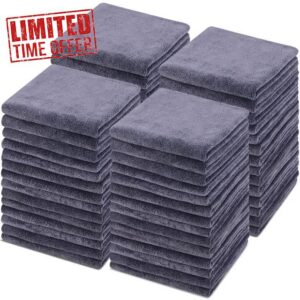 50 Pack Bleach Proof Towels Microfiber Absorbent Resistant Hair Hand Towels Bulk Quick Dry for Barber Gym Bath Spa Shaving (Grey