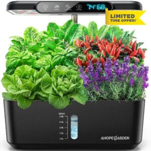 Hydroponics Growing System Herb Garden: 10 Pods Indoor Garden Kit with LED Grow Light and Smart Temp & Humidity Display - Plant Germination Kit for Home Kitchen | Indoor Garden Kit with LED Grow Light for Lettuce and Tomatoes - Beginner-Friendly Plant Germination Kit for Home Kitche