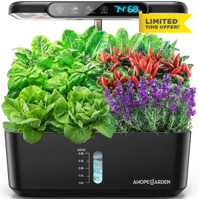 Hydroponics Growing System Herb Garden: 10 Pods Indoor Garden Kit with LED Grow Light and Smart Temp & Humidity Display - Plant Germination Kit for Home Kitchen | Indoor Garden Kit with LED Grow Light for Lettuce and Tomatoes - Beginner-Friendly Plant Germination Kit for Home Kitche
