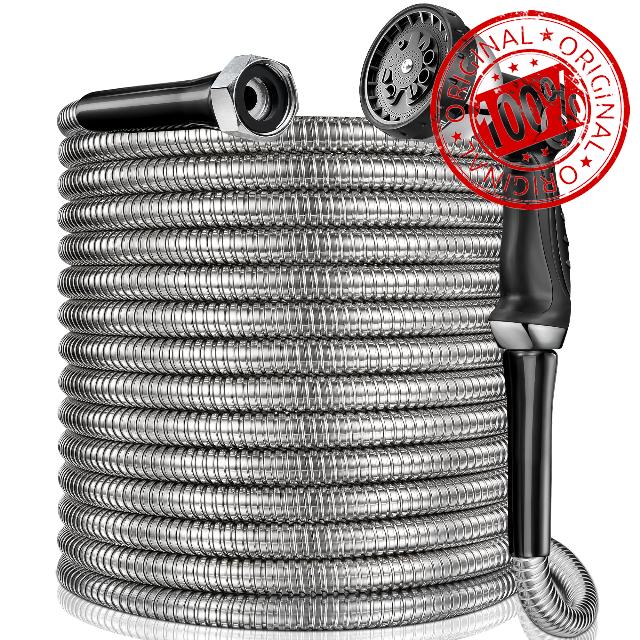50 ft Garden Hsoe - 2025 New 304 Stainless Steel Garden Hose with 10-Function Spray Gun
