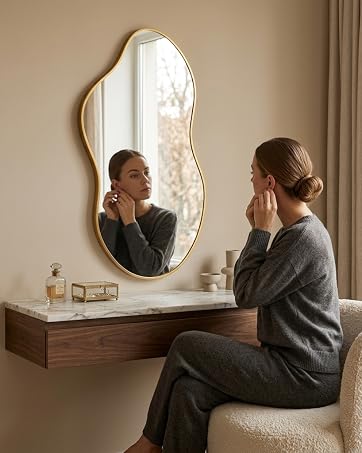 Irregular Wall Mirror Decor Asymmetrical Mirror bathroom mirrors for over sink for Livingroom Black