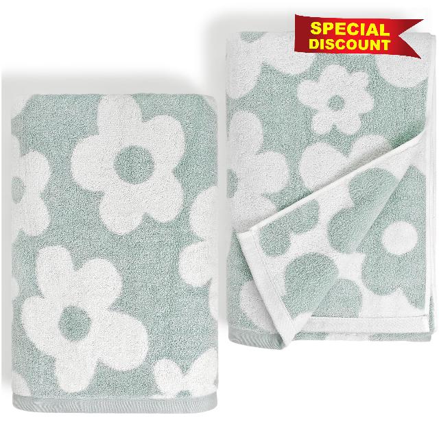 Jacquotha Floral Bath Towels Set of 2