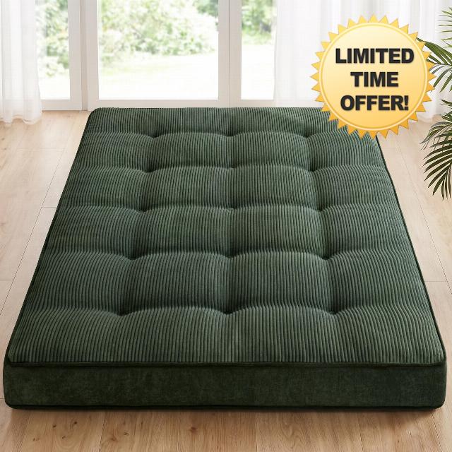 MAXYOYO 6" Extra Thick Japanese Floor Mattress Full Size Futon Mattress                                                          Tufted Foldable Sleeping Pad
