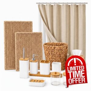 14Pcs Wicker Bathroom Accessories Set