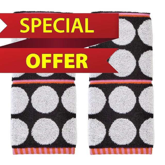 SKL Home Polka Dot Grande 100% Cotton Premium 2-Piece Hand Towel Set
