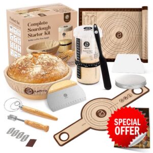 ABIOTO Sourdough Starter Kit with Banneton Bread Proofing Basket
