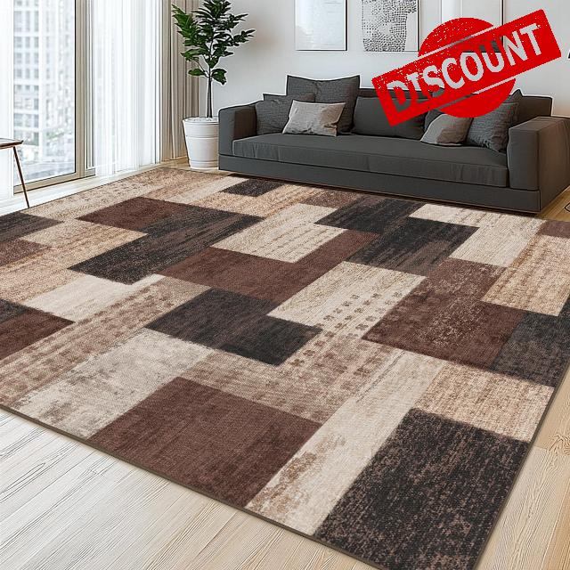 Modern Geometric Patchwork Indoor Area Rug for Living Room