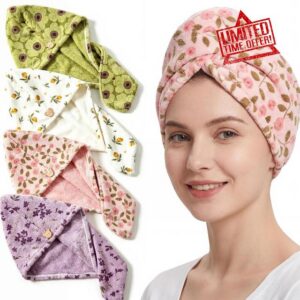 4 Pack Microfiber Hair Towel Wrap Set