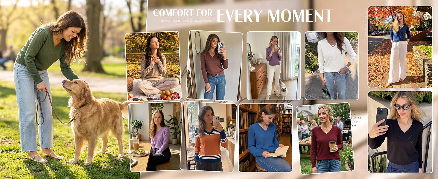 Long Sleeve V Neck Sweaters for Women