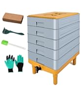 TOP XIAN Compost Bin Outdoor 22.5 Gallon, Easy Assemble Composter Tumbler, 360°Rotating Garden Co...