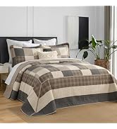 FineStichery Oversized Queen Bedspreads 102"x120" - 100% Cotton Super King Quilt, Vintage Botanic...