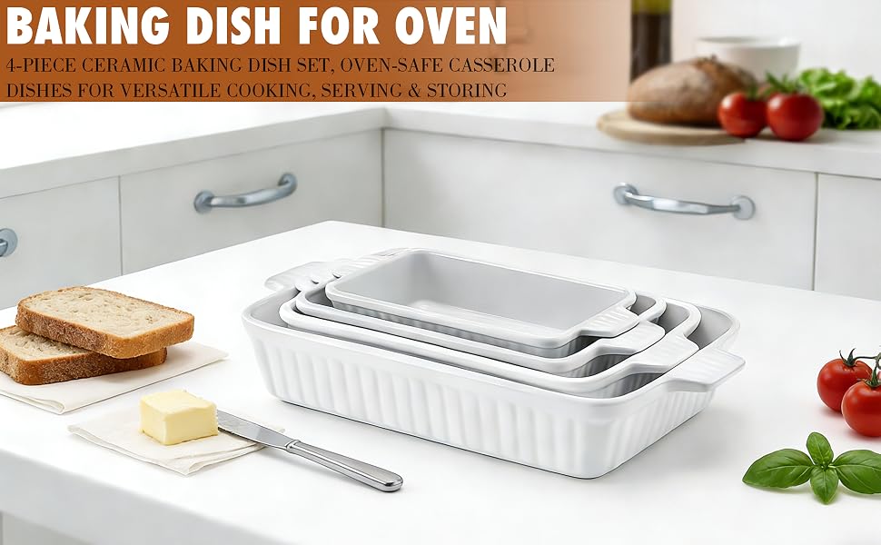 4-Piece Ceramic Baking Dish Set
