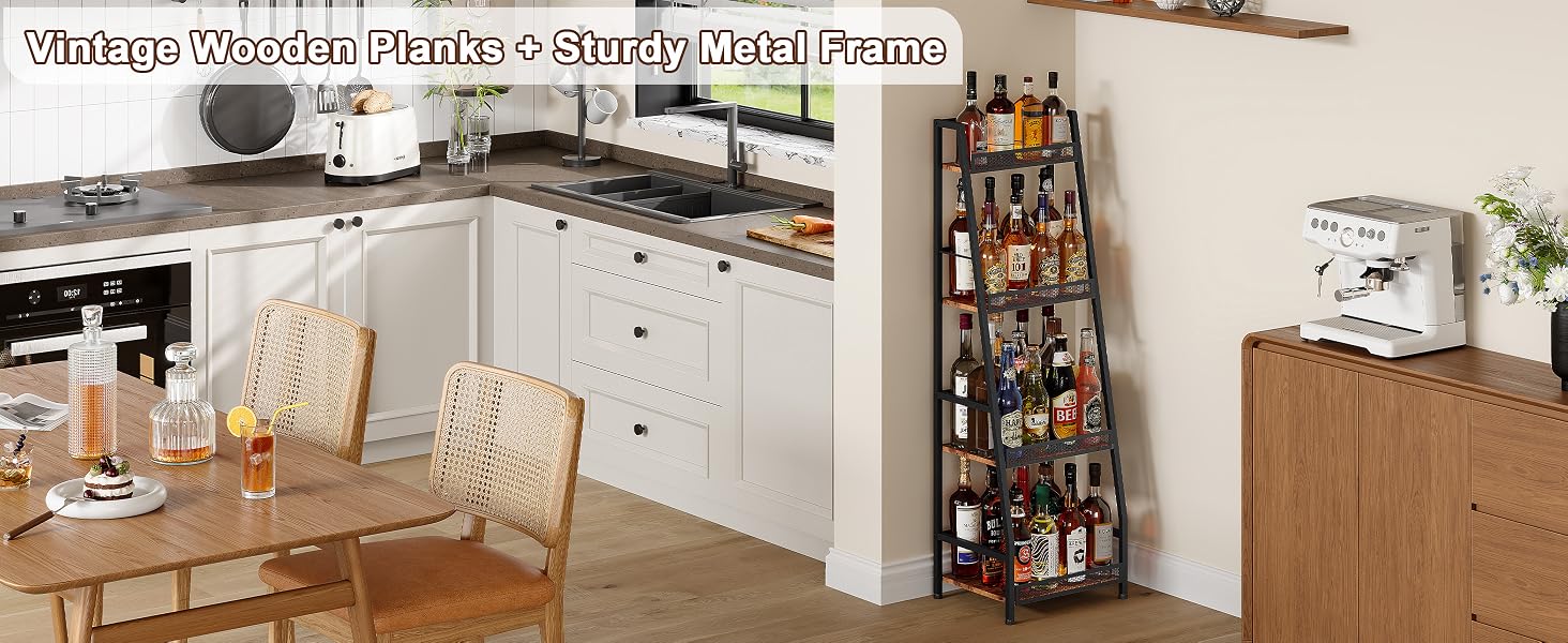 4-Tier Trapezoid Liquor Stand for Home Bar