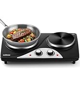Hot Plate, CUSIMAX Electric Stove 1800W Double Burner, Portable Ceramic Infrared Cooktop, Dual Co...