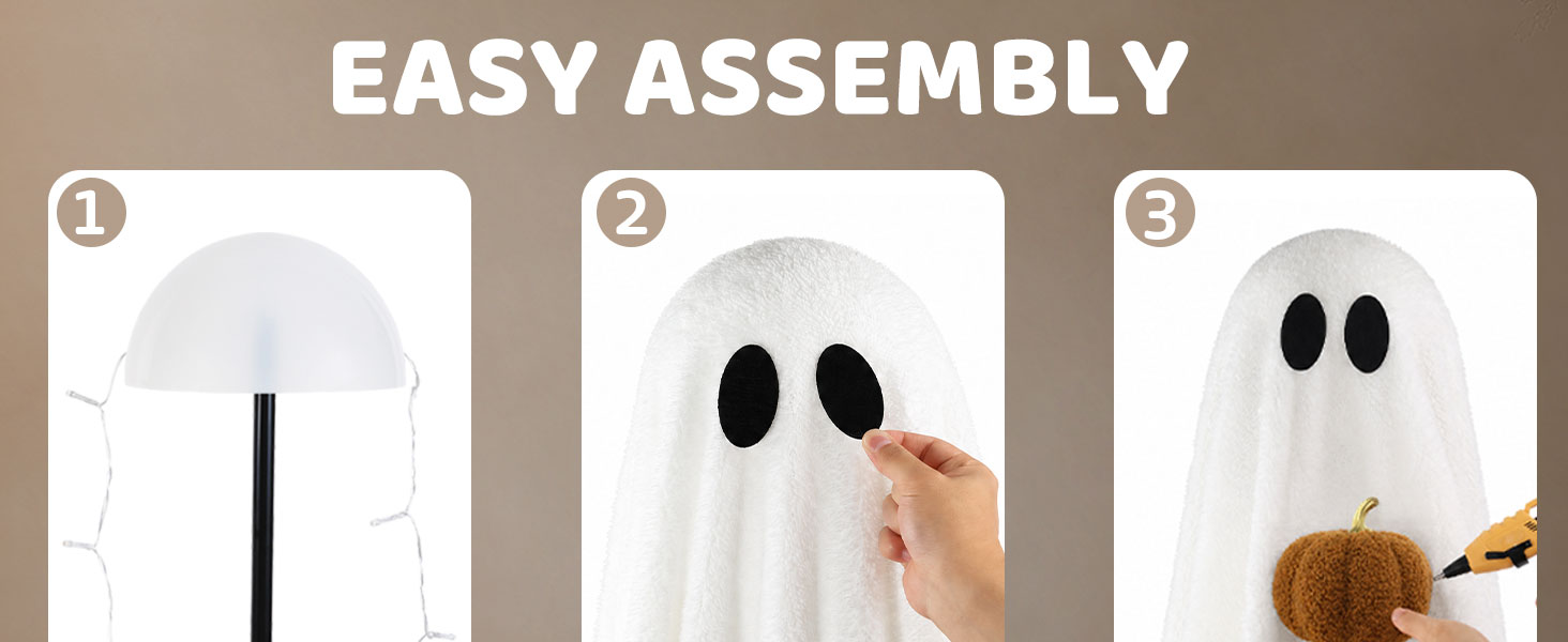 Halloween Decorations Indoor 3.6FT Light-Up Sherpa Ghost