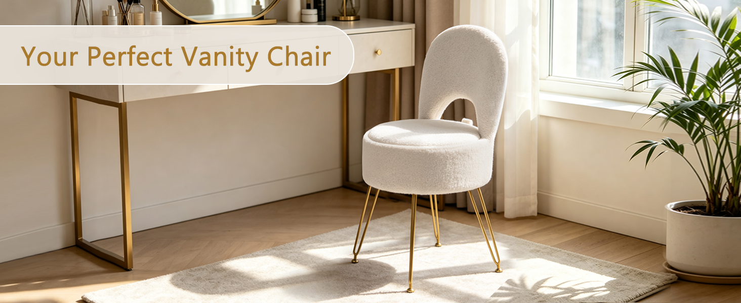 white vanity stool