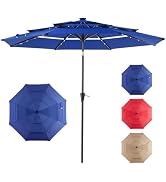 NEWBULIG 10FT 3 Tiers Solar LED Lights Patio Umbrella, Outdoor Umbrella Adjustable Angles and Hei...