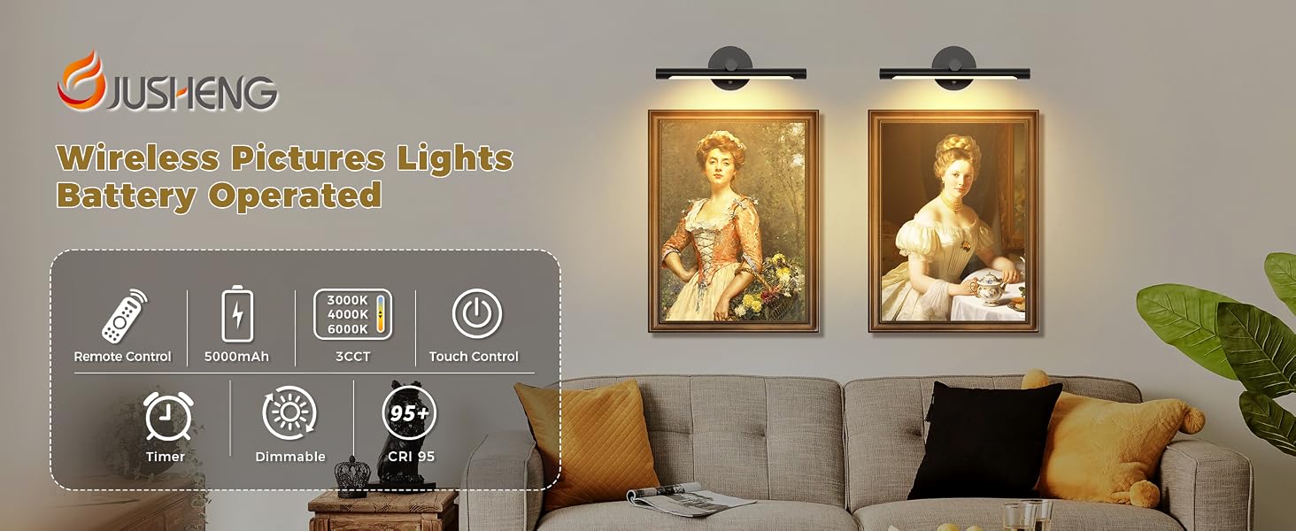 battery operated picture light wireless picture light black art light