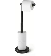YUMORE Black Toilet Paper Holder Stand, 25" 4.5lbs Heavy Duty Freestanding Roll Dispenser with St...