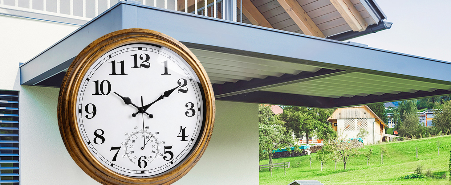 16 Inch Retro Waterproof Outdoor Clock