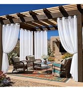 Sunshelf 4 Panels Outdoor Sheer Curtains for Patio, Waterproof Light Filtering Outside Curtains w...