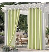 Sunshelf 4 Panels Outdoor Stripe Curtains for Patio, Waterproof Light Filtering Indoor Outdoor Cu...