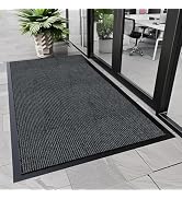 Indoor Outdoor Door Mat, 6'x3' Heavy Duty Large Non-Slip Waterproof Rubber Rug for Double Front D...