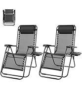 NEWBULIG Zero Gravity Chair Set of 4, Lounge Chair Folding Portable Adjustable Camping Reclining ...