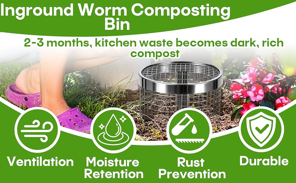 4 Pcs Inground Worm Composting Bin A+1