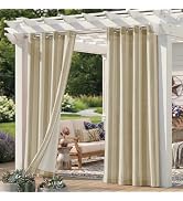 Sunshelf 4 Panels Outdoor Stripe Curtains for Patio, Waterproof Light Filtering Indoor Outdoor Cu...