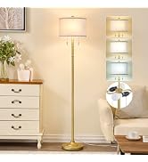 Leasgy Upgraded 2-Light Mid Century Black Floor Lamp for Living Room-63.5in | 3 Color Temp Indepe...