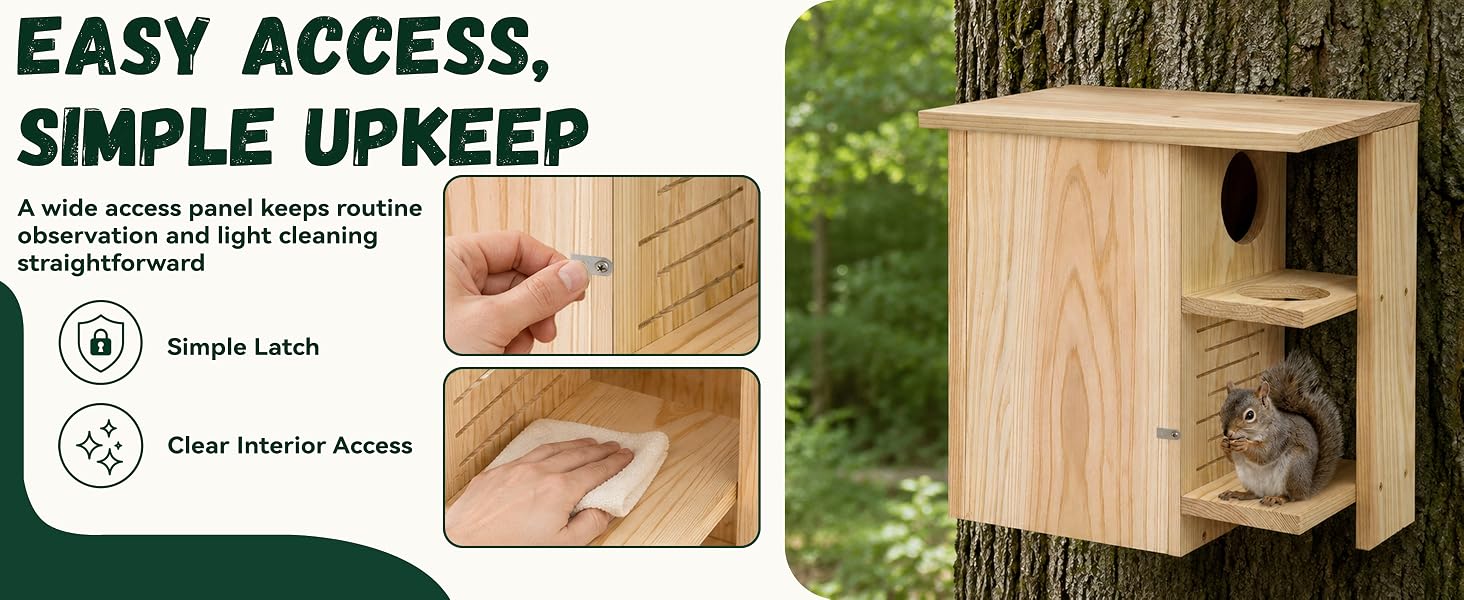 Squirrel House for Outside Wooden Squirrel Nesting Box Outdoor Animal House for Outside