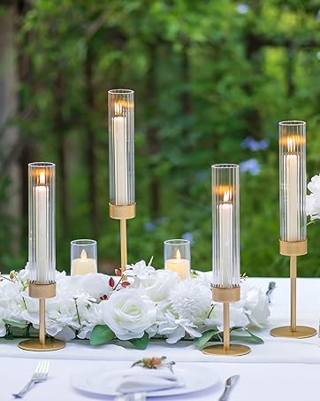 Glasseam Christmas Star Lights Lamp: Set of 2 LED Mercury Gold Christmas Table Decorations Light ...