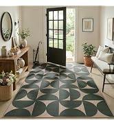 Lahome Semi Circle Easy Jute Kitchen Runner Rug, 2x8 Washable Green Rug for Entryway Non Slip 8ft...