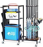 HapiRm Fishing Rod Holder for Garage - 360° Rotating Fishing Pole Rack with Wheels, Storage Organ...