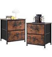 Sweetcrispy Nightstand Set of 2 with 2 Storage Drawers, 20" Height Small Bed Side Furniture End T...